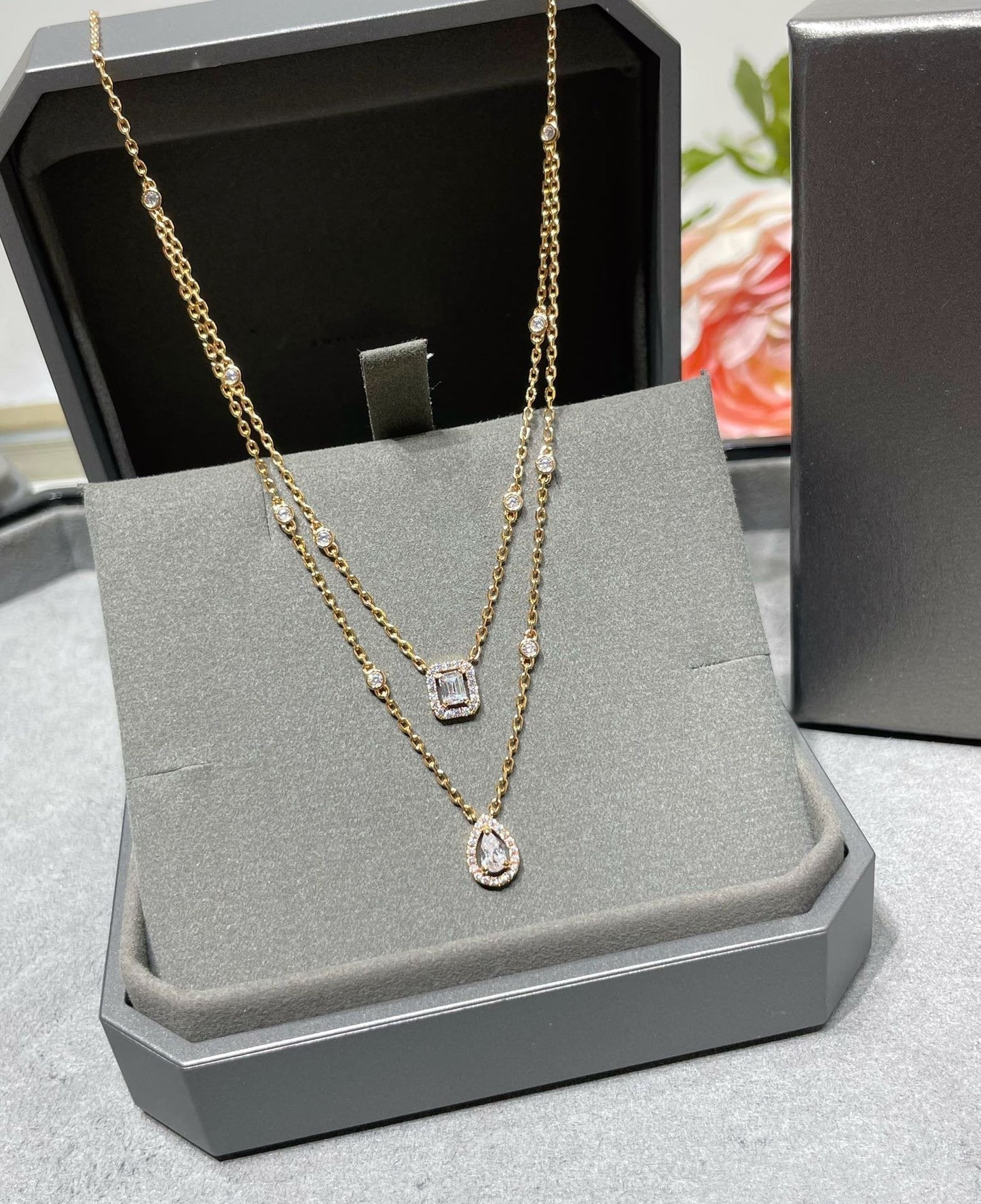 [LUXORA]MY TWIN 2 ROW DIAMOND NECKLACE