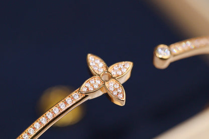 [LUXORA]IDYLLE PINK GOLD OPEN BRACELET DIAMOND PAVED