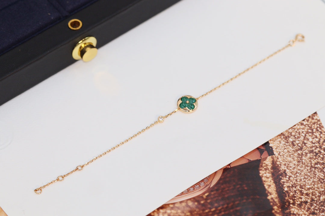 [LUXORA]STAR AND SUN 4 MOTIF PINK GOLD MALACHITE BRACELET
