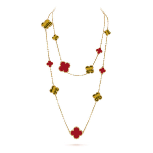[LUXORA]CLOVER 16 MOTIV KARNEOL TIGERAUGE ROSÉGOLD HALSKETTE