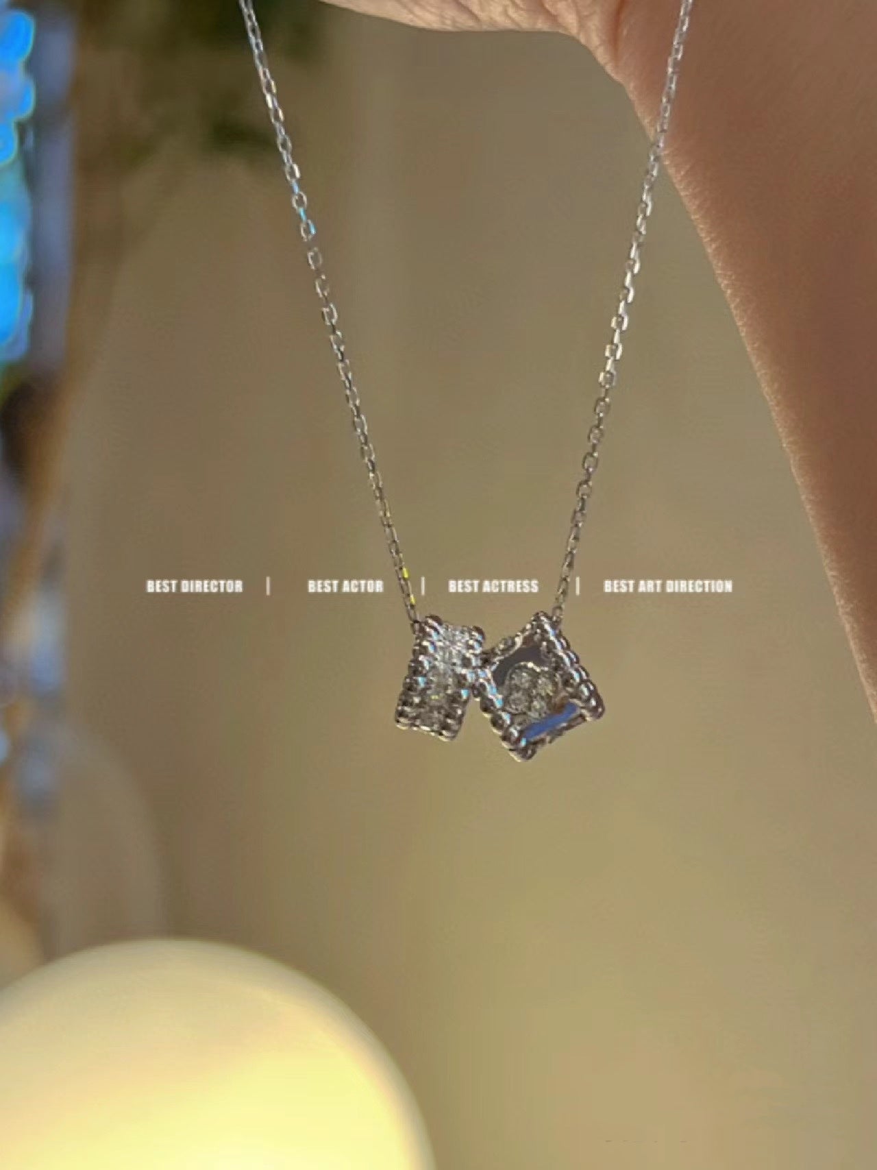 [LUXORA]PERLEE DOUBLE PENDANT SILVER DIAMOND NECKLACE