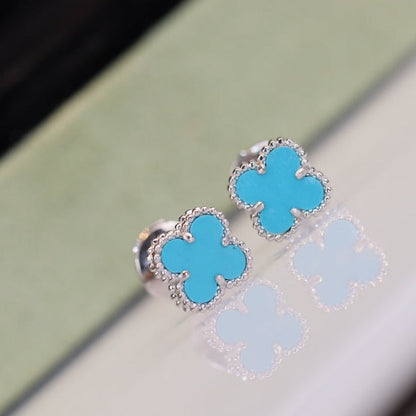 [LUXORA]CLOVER MINI TURQUOISE SILVER STUD EARRINGS
