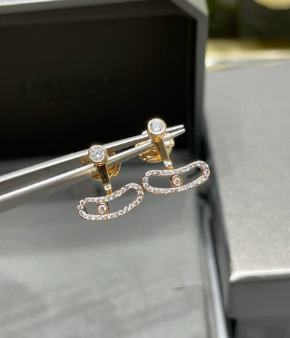 [LUXORA]MOVE UNO PINK GOLD DIAMOND EARRINGS