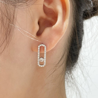 [LUXORA]MOVE UNO STUD DIAMOND PAVED EARRINGS
