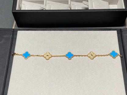 [LUXORA] CLOVER 5 MOTIF BLUE AGATE BRACELET COLLECTION