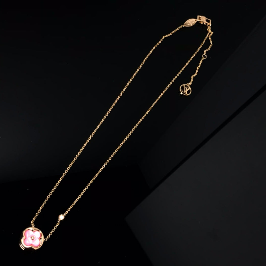 [LUXORA]COLOR BLOSSOM PINK MOP SUN GOLD NECKLACE