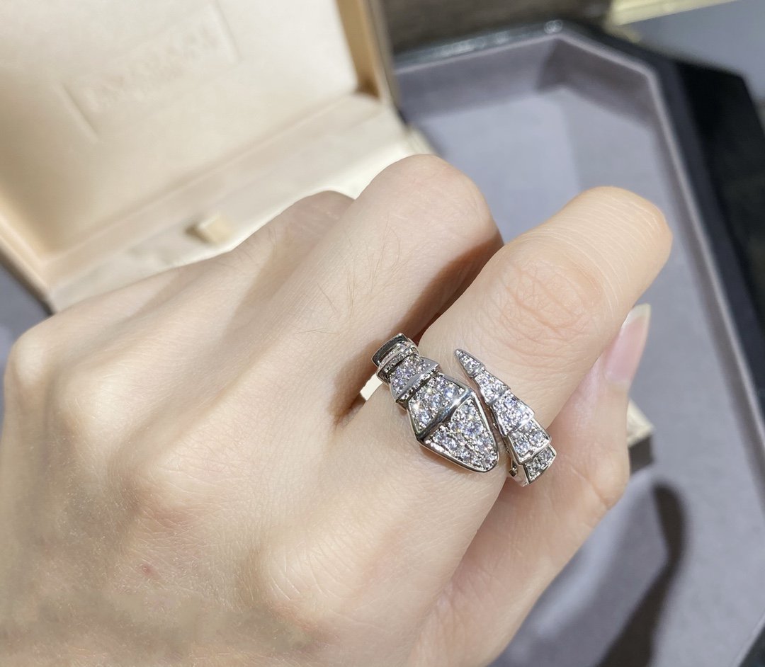 [LUXORA]SERPENTI LARGE RING SILVER DIAMOND PAVED