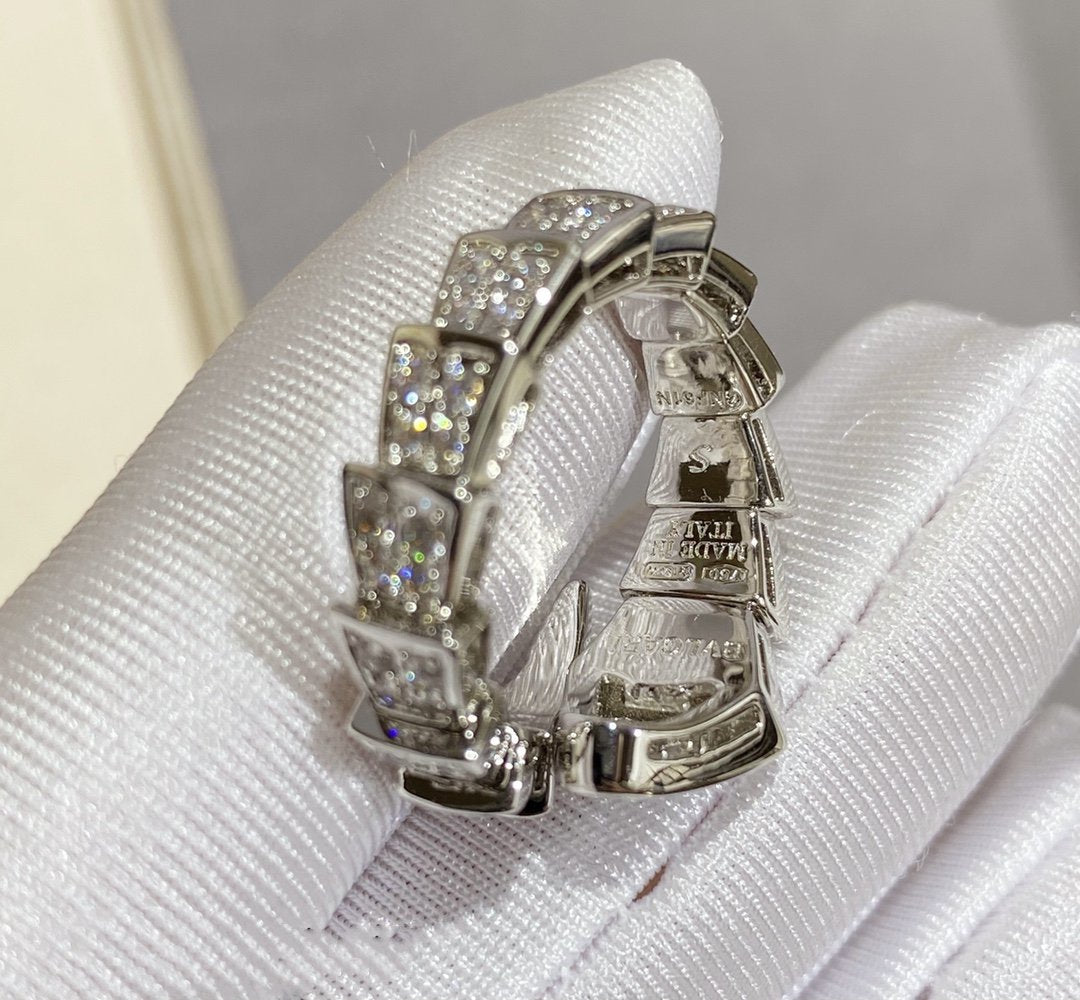 [LUXORA]SERPENTI LARGE RING SILVER DIAMOND PAVED