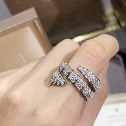[LUXORA]SERPENTI DOUBLE RING SILVER DIAMOND PAVED