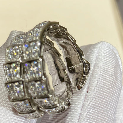 [LUXORA]SERPENTI DOUBLE RING SILVER DIAMOND PAVED