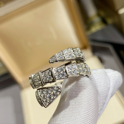 [LUXORA]SERPENTI DOUBLE RING SILVER DIAMOND PAVED