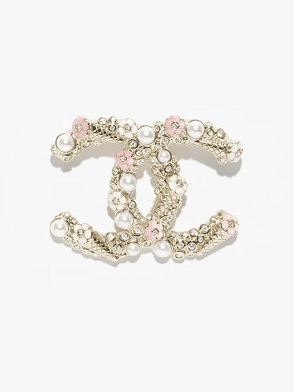 [LUXORA]26C Pink-White Enamel Ice Cream Cone Double C Brooch