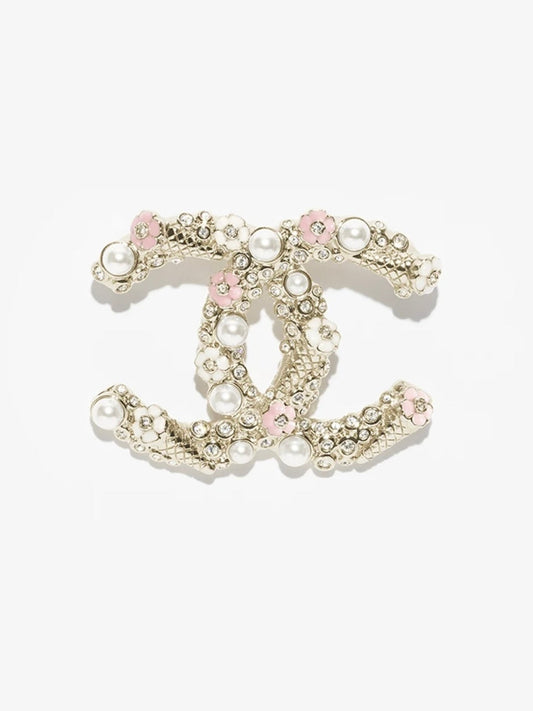 [LUXORA]26C Pink-White Enamel Ice Cream Cone Double C Brooch