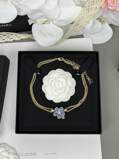 [LUXORA]New Blue Floral Double-Layer Necklace