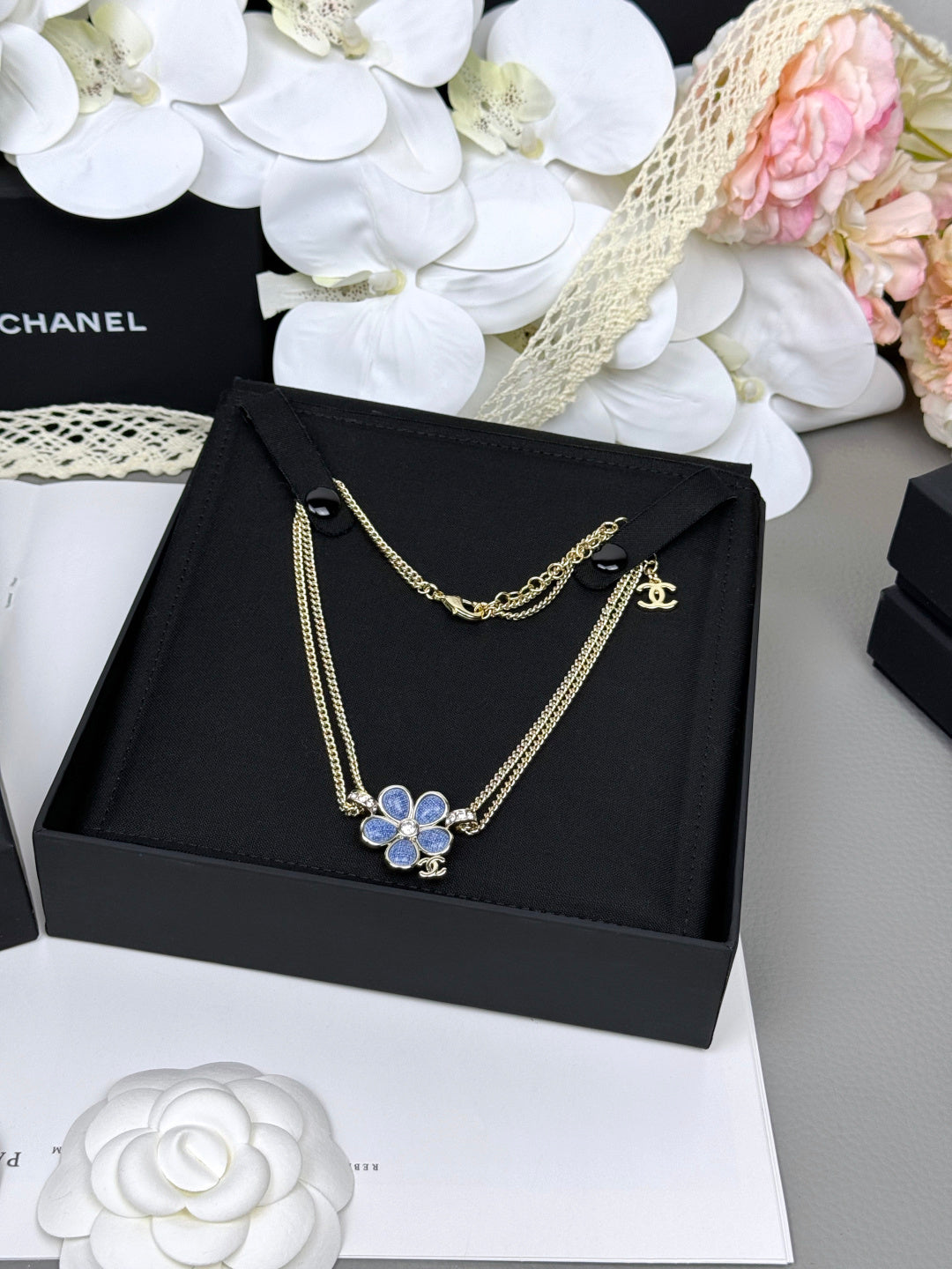 [LUXORA]New Blue Floral Double-Layer Necklace