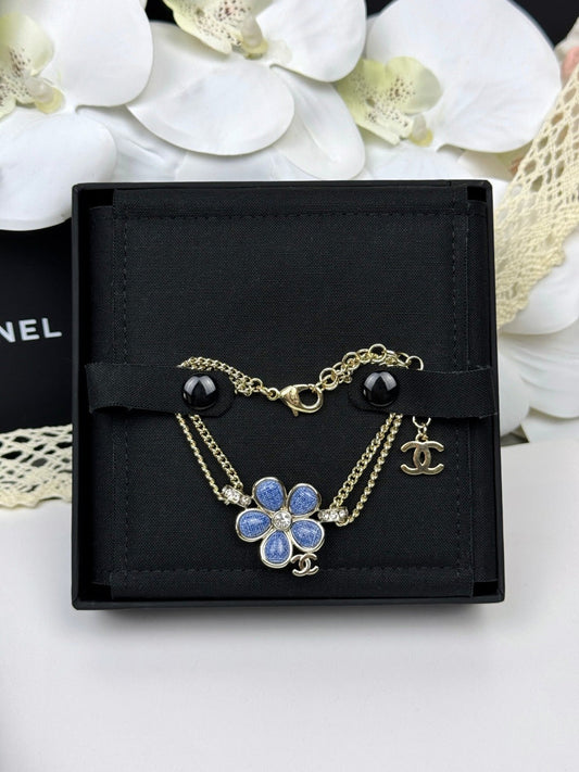 [LUXORA]VOLTE New Blue Floral Double-Layer Bracelet