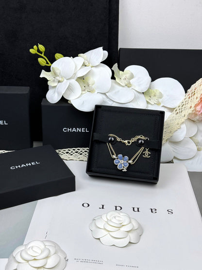 [LUXORA]VOLTE New Blue Floral Double-Layer Bracelet
