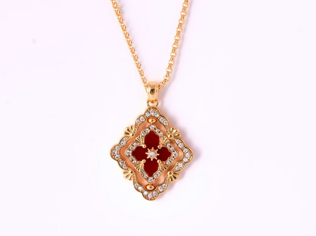 [LUXORA] B.C.L ENAMEL ROTATING SINGLE-DIAMOND NECKLACE（Various colors）