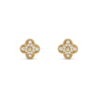 [LUXORA]CLOVER MEDIUM 1 MOTIFS FUll DIAMOND EARRINGS