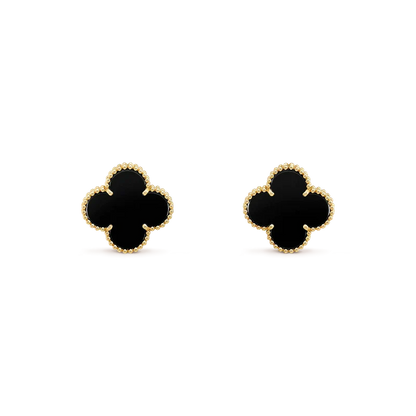 [LUXORA]CLOVER MEDIUM 1 MOTIFS  ONYX STUD EARRINGS