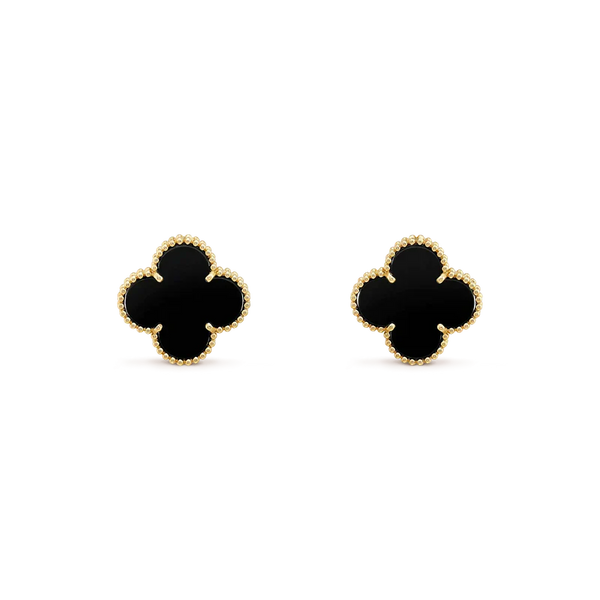 [LUXORA]CLOVER MEDIUM 1 MOTIFS  ONYX STUD EARRINGS