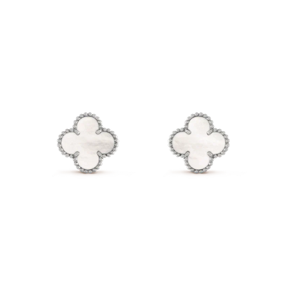 [LUXORA]CLOVER MEDIUM 1 MOTIFS  WHITE MOP EARRINGS SILVER