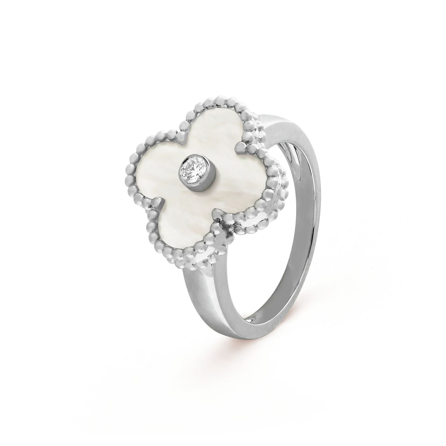 [LUXORA]CLOVER SILVER MOP DIAMOND RING