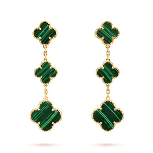 [LUXORA]CLOVER MALACHITE 3 MOTIFS GOLD