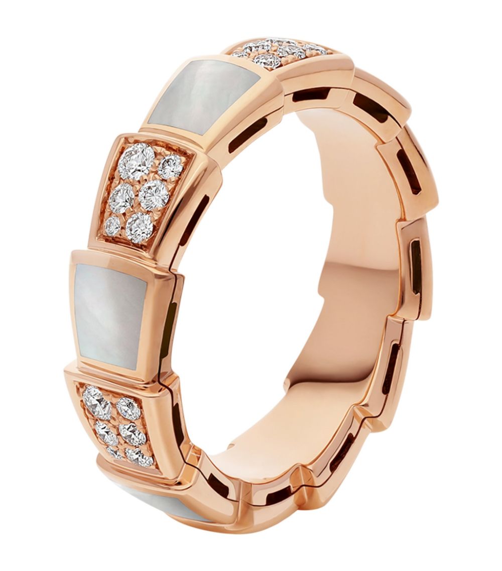 [LUXORA]SERPENTI RING PINK GOLD MOP DIAMOND PAVED 4MM