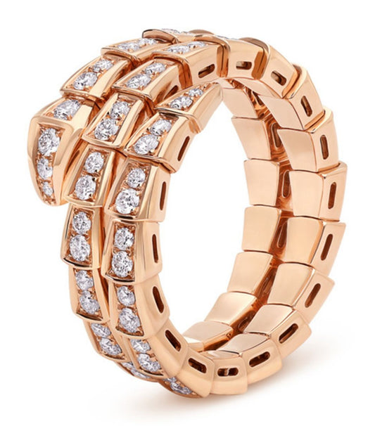 [LUXORA]SERPENTI RING PINK GOLD DIAMOND DOUBLE ROW