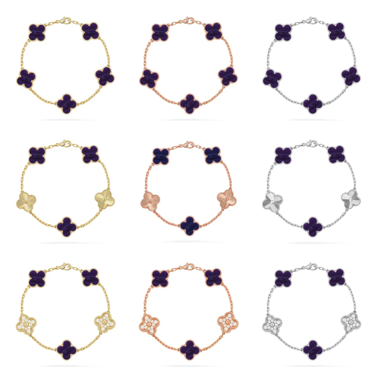 [LUXORA]CLOVER 5 MOTIF PURPLE STRIPES BRACELET COLLECTION