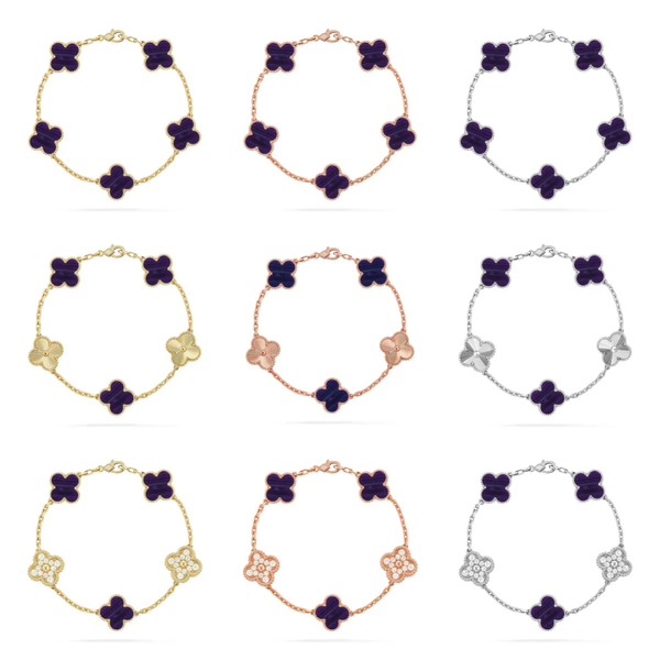 [LUXORA]CLOVER 5 MOTIF PURPLE STRIPES BRACELET COLLECTION