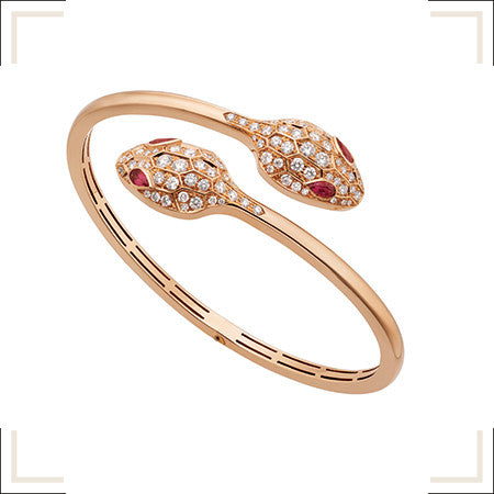 [LUXORA]SERPENTI BRACELET PINK GOLD DIAMOND DOUBLE SNAKE