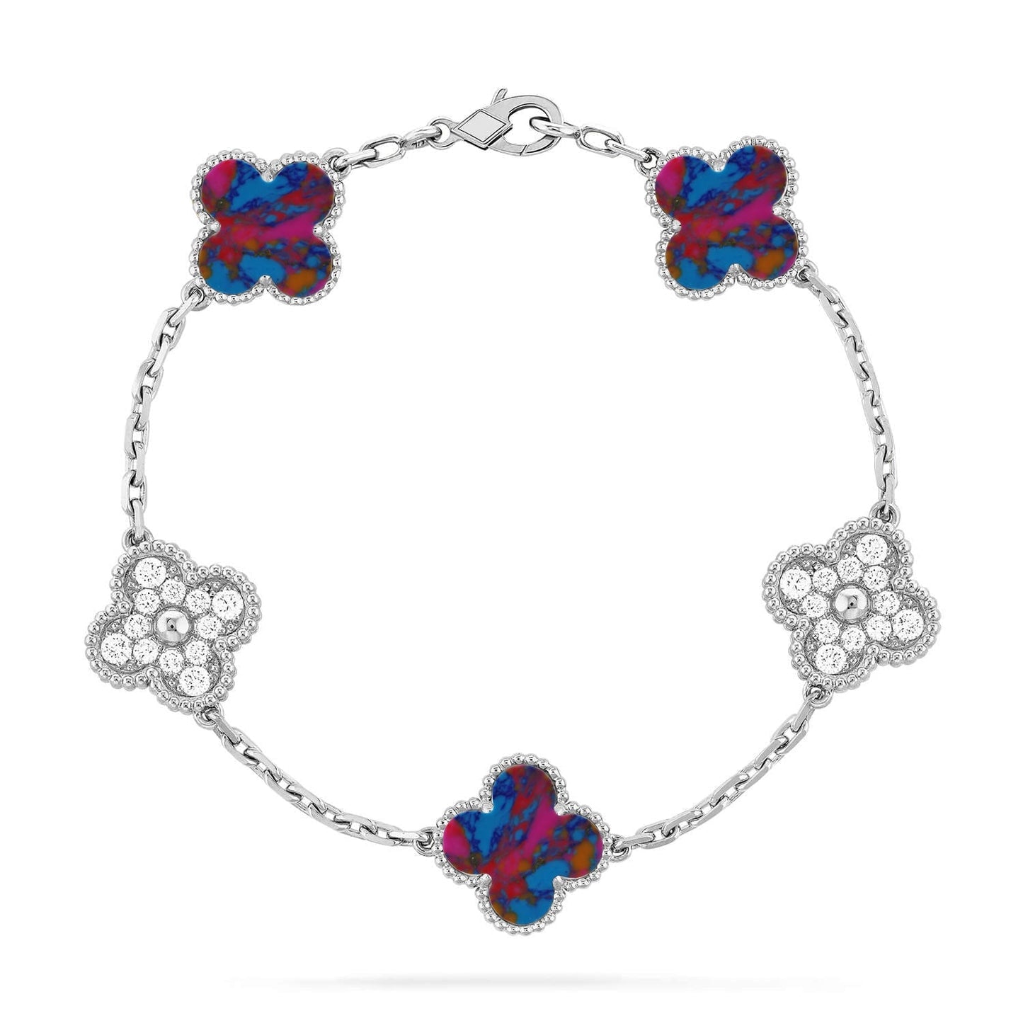 [LUXORA]CLOVER 5 MOTIF COLOR GEMSTONES BRACELET COLLECTION