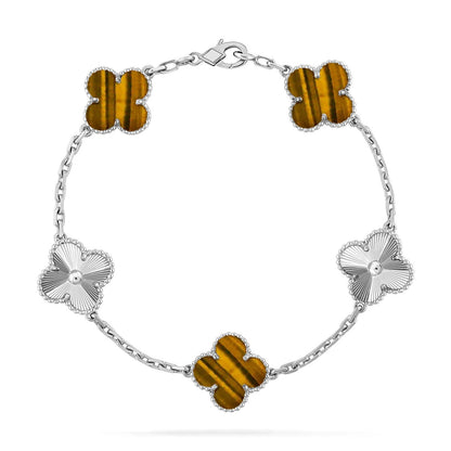 [LUXORA] CLOVER 5 MOTIFS TIGER EYE BRACELET COLLECTION