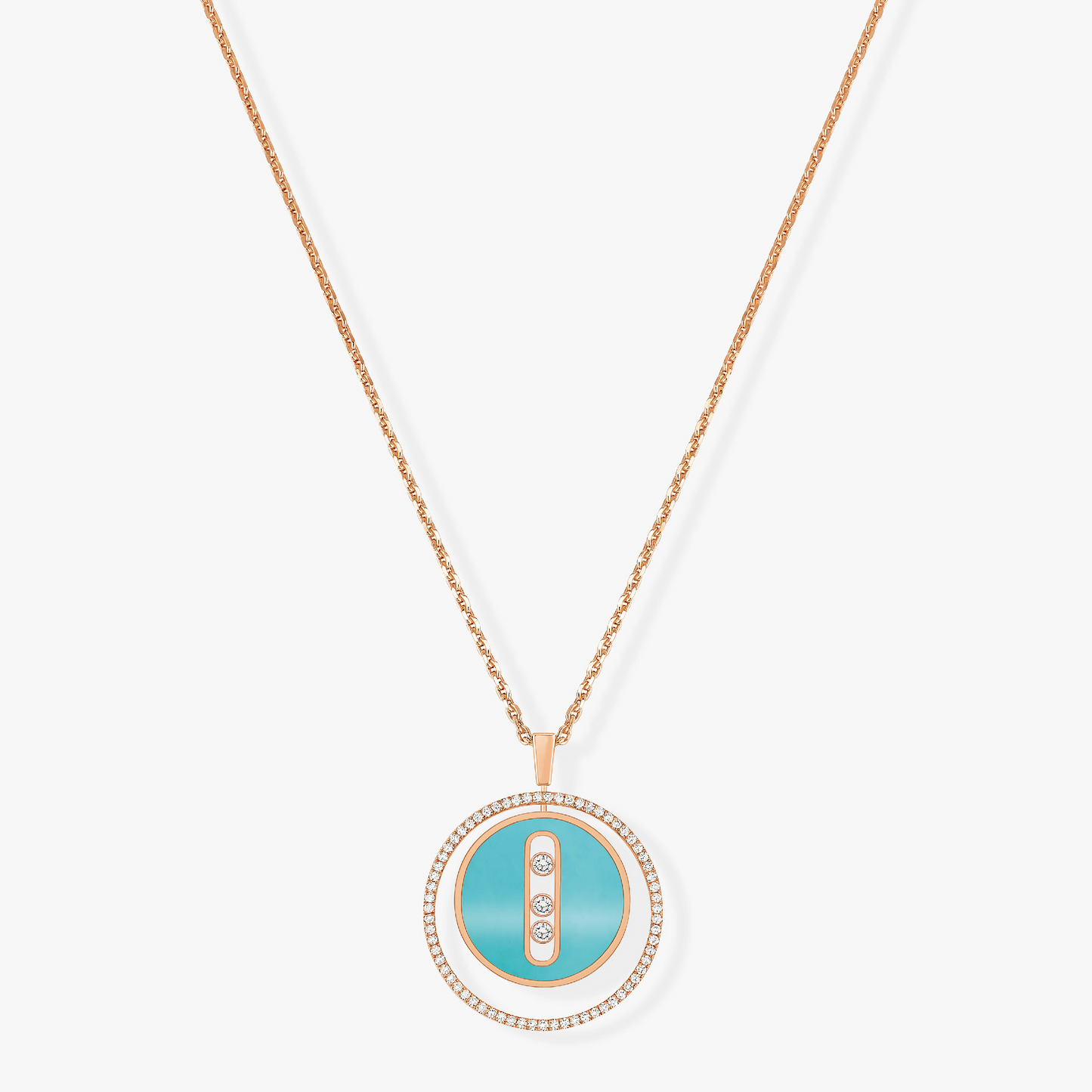 [LUXORA]Demo MOVE 3 DIAMONDS TURQUOISE PINK GOLD DIAMOND NECKLACE