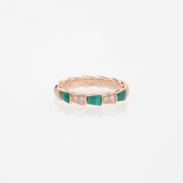 [LUXORA]SERPENTI RING PINK GOLD MALACHITE DIAMOND 3MM