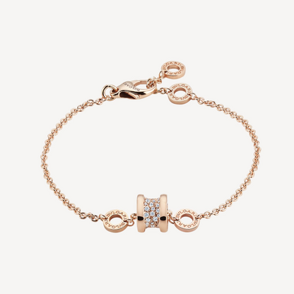 [LUXORA]ZERO 1 SOFT PINK GOLD WITH PAVED DIAMONDS ON THE SPIRAL BRACELET