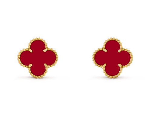[LUXORA] CLOVER 20MM RED AGATE EARRINGS