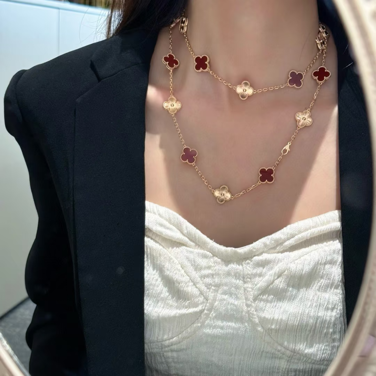 [LUXORA]CLOVER 20 MOTIFS LASER CARNELIAN NECKLACE