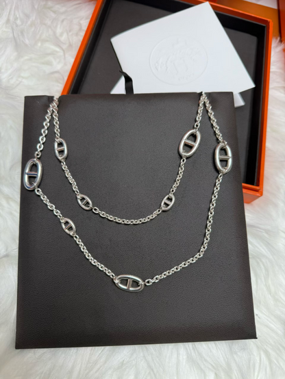[LUXORA]Classic Silver Sweater Chain