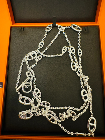 [LUXORA]Classic Silver Sweater Chain