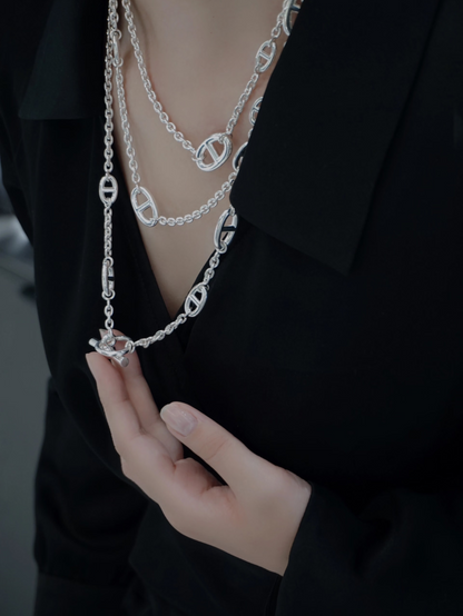 [LUXORA]Classic Silver Sweater Chain