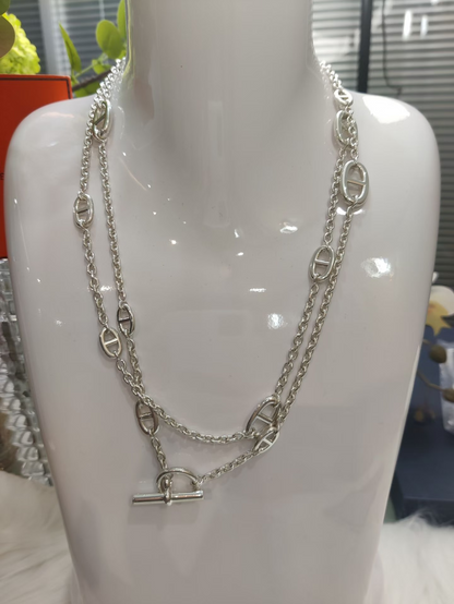 [LUXORA]Classic Silver Sweater Chain
