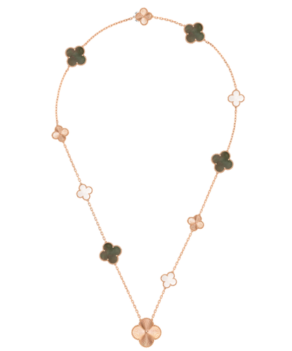 [LUXORA]DETACHABLE CLOVER 15(11+4) FLOWER SILVER NECKLACE SET