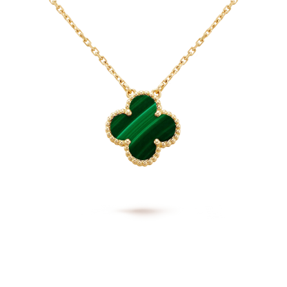 [LUXORA]CLOVER 15MM MALACHITE SINGLE FLOWER  NECKLACE