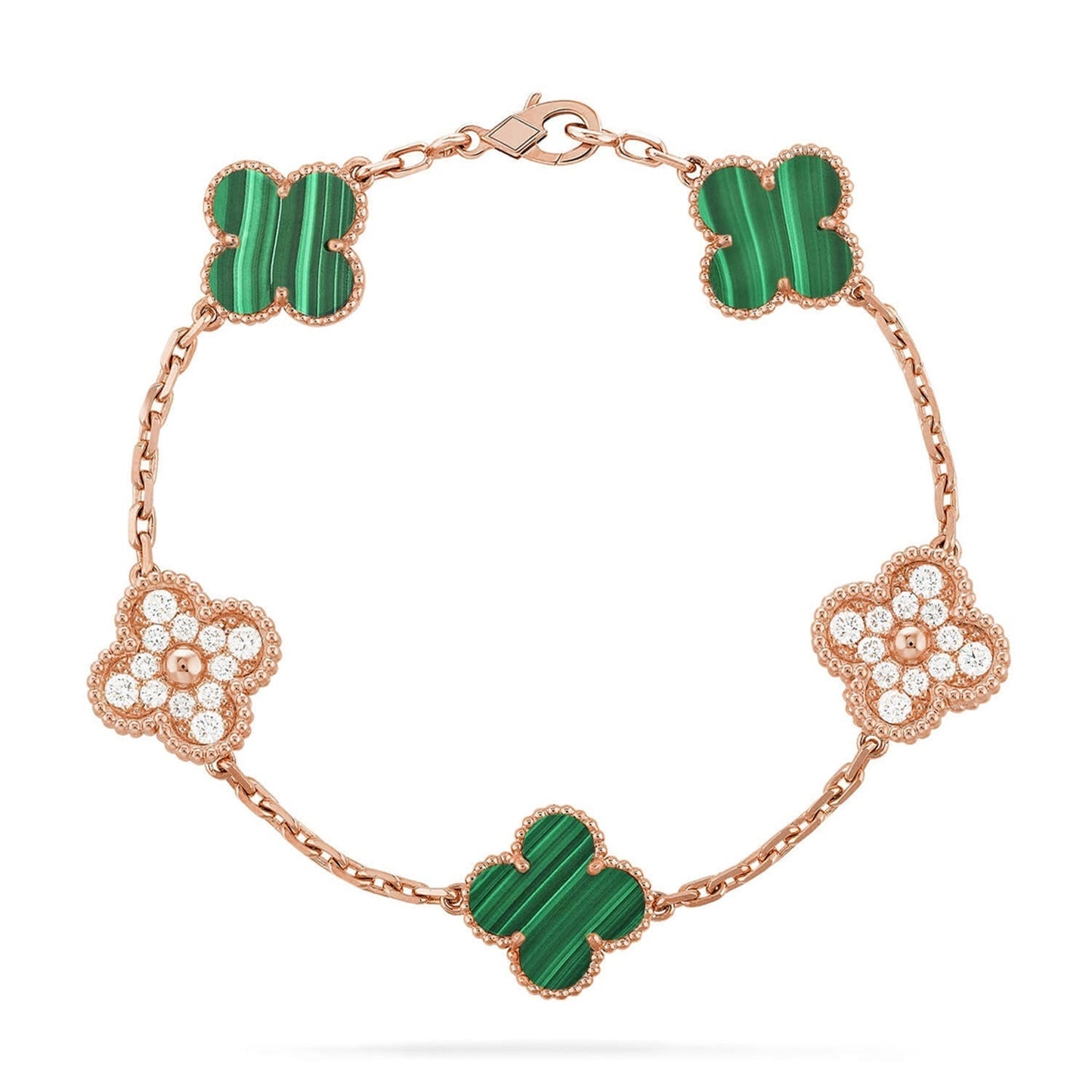 [LUXORA] CLOVER 5 MOTIF MALACHITE BRACELET COLLECTION