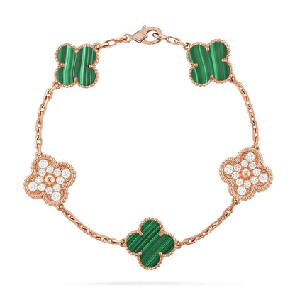 [LUXORA] CLOVER 5 MOTIF MALACHITE BRACELET COLLECTION