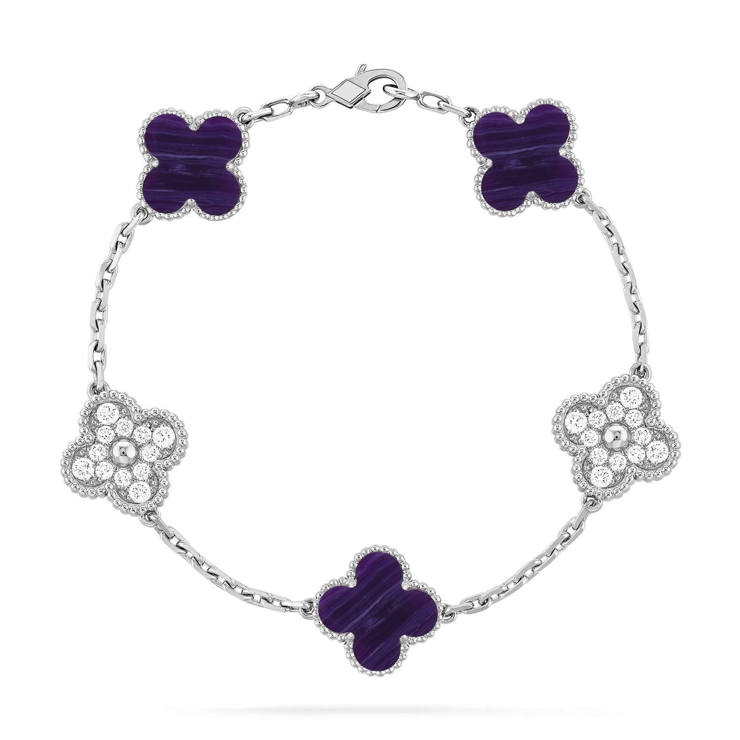 [LUXORA]CLOVER 5 MOTIF PURPLE STRIPES BRACELET COLLECTION