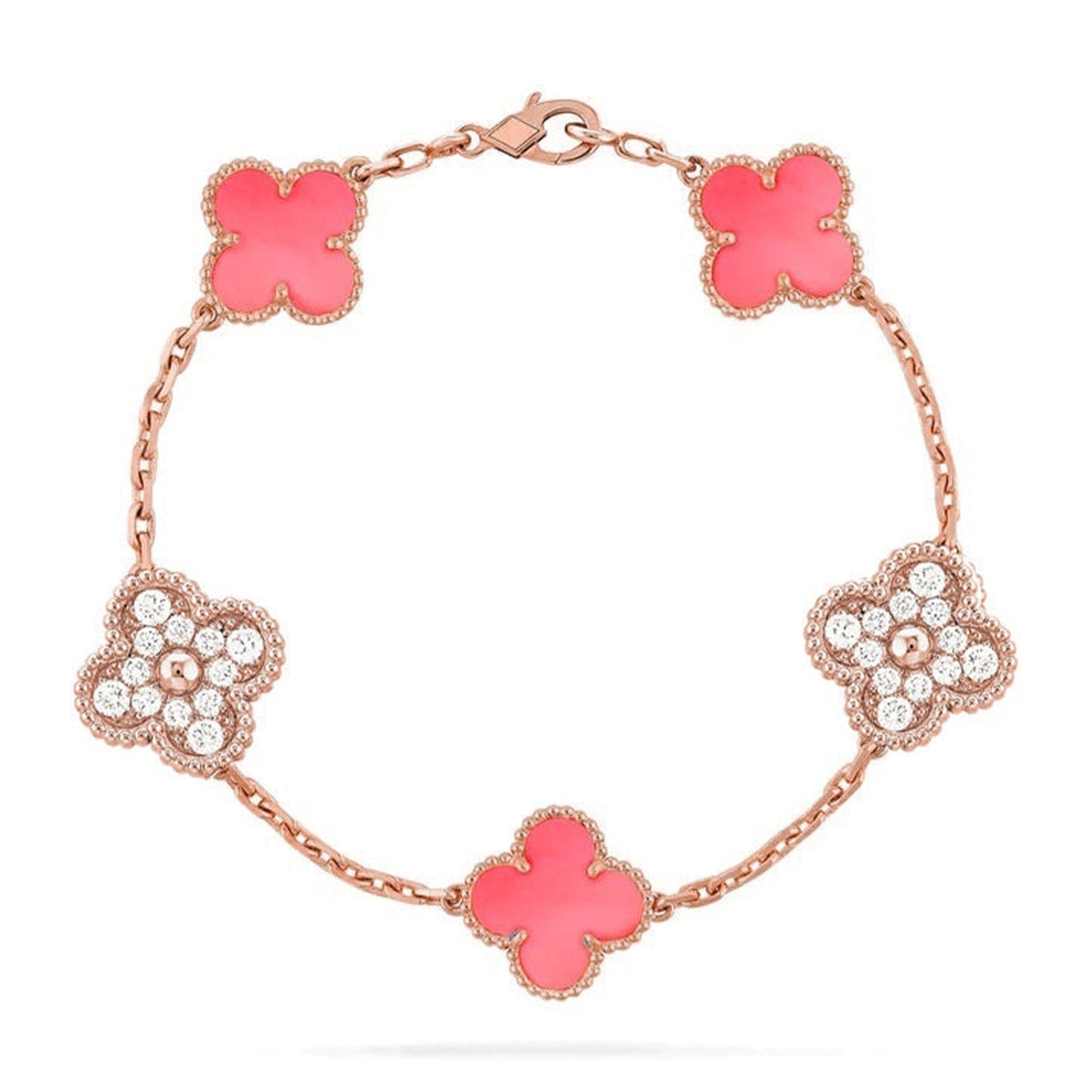 [LUXORA] CLOVER 5 MOTIFS  PINK MOP BRACELET COLLECTION